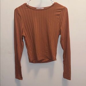 Ribbed Long Sleeve Top - Rust